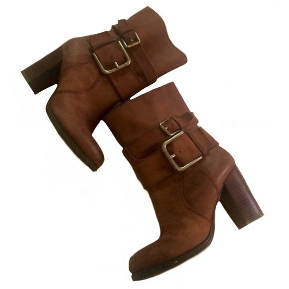 Nine West Shoes - NineWest Stacked heel, Distressed Leather w Buckle